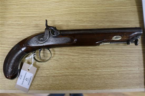 A 19th century percussion pistol signed Wm Jones (possibly William Jones of Birmingham)